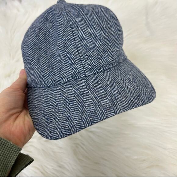 J.Crew Navy Herringbone Wool Blend Knit Baseball Hat OS - Picture 6 of 10